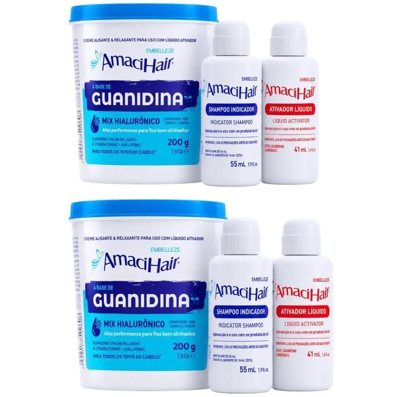 Kit Embelleze AmaciHair Mix Hialurônico: 2 Creme Relaxamento Guanidina 200g