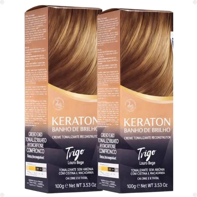 Kit Kert Keraton: 2 Tonalizantes Banho de Brilho Vegan Trigo Louro Bege 100g