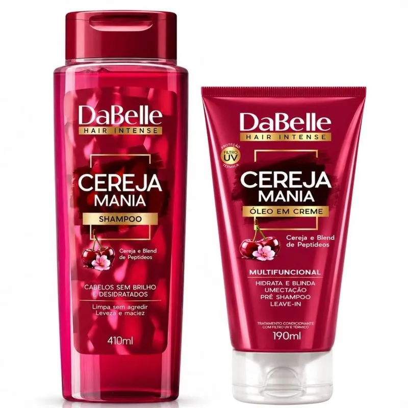 Kit DaBelle Cereja Mania: Shampoo 410ml + Óleo Em Creme
