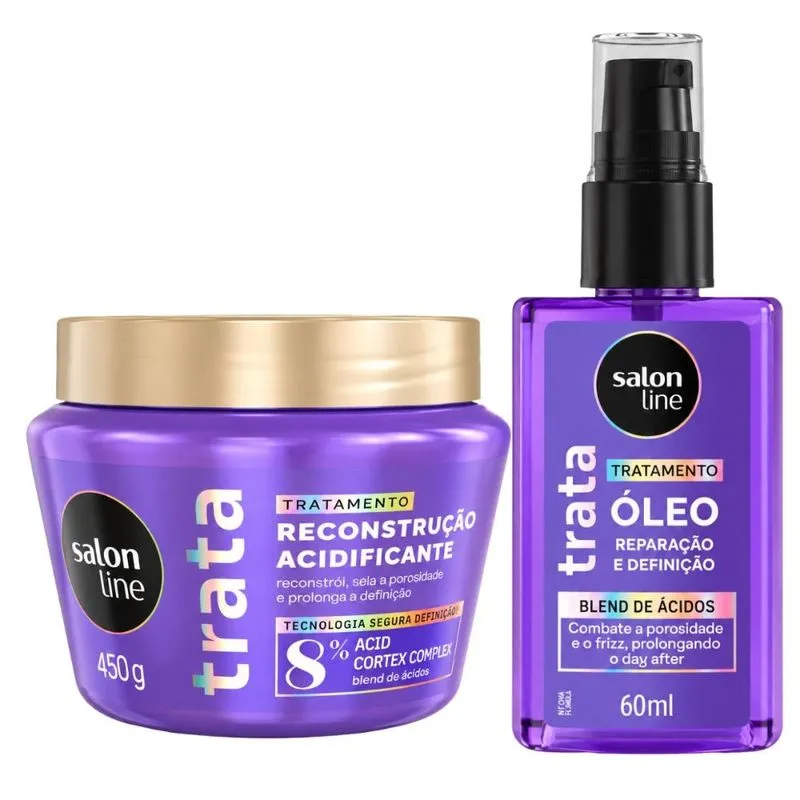 Kit Salon Line Trata Reconstrução Acidificante:Máscara 450g e Óleo 60ml