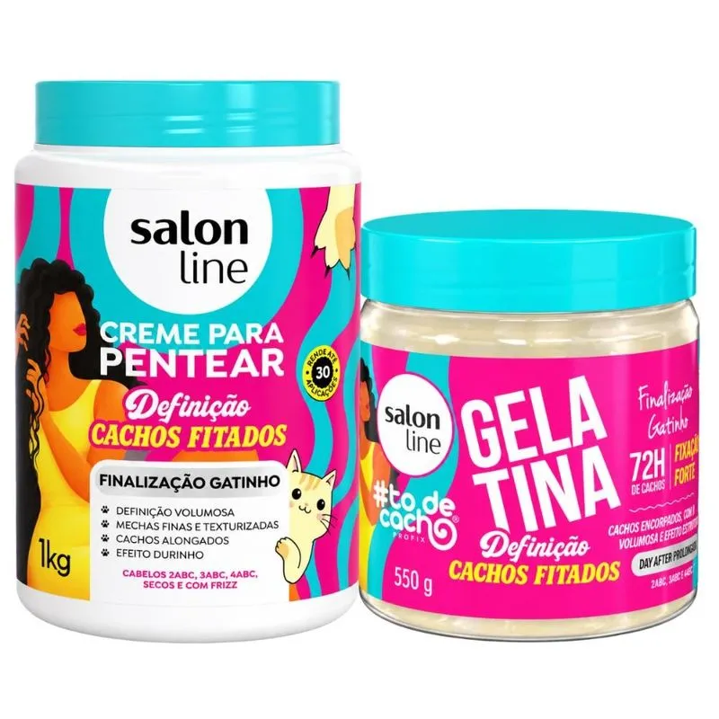 Kit Salon Line Finalização Gatinho: Creme Para Pentear 1kg e Gelatina 550g