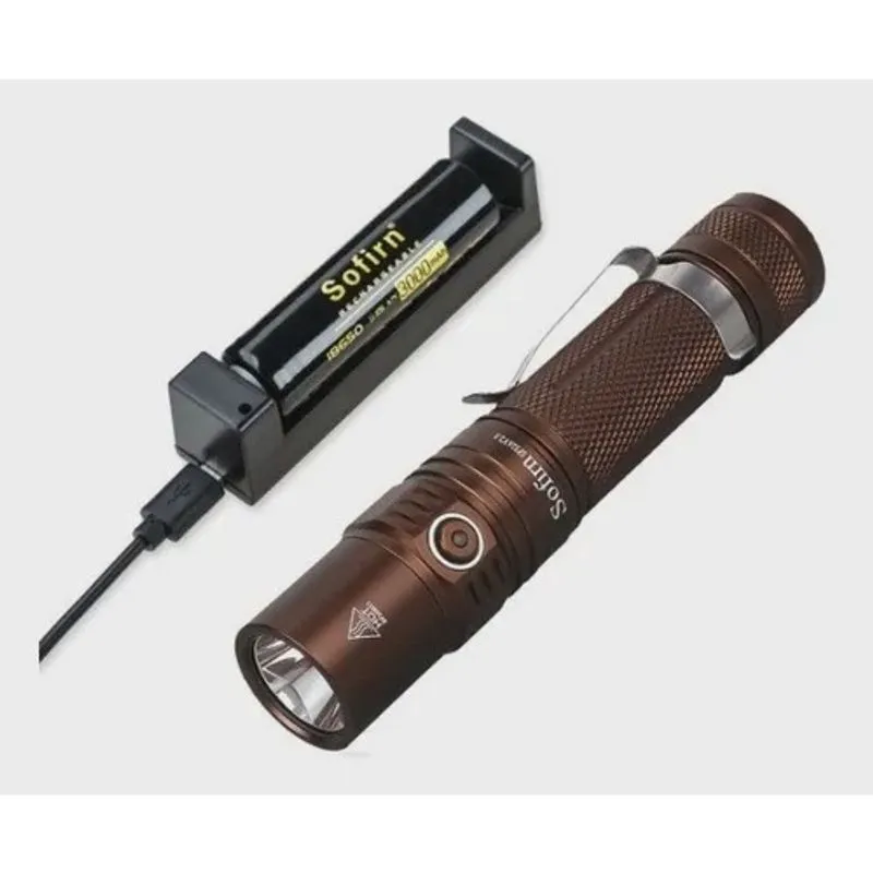 Lanterna Sofirn Sp32a c/ Bateria Carregador Original 1300lm (marrom)