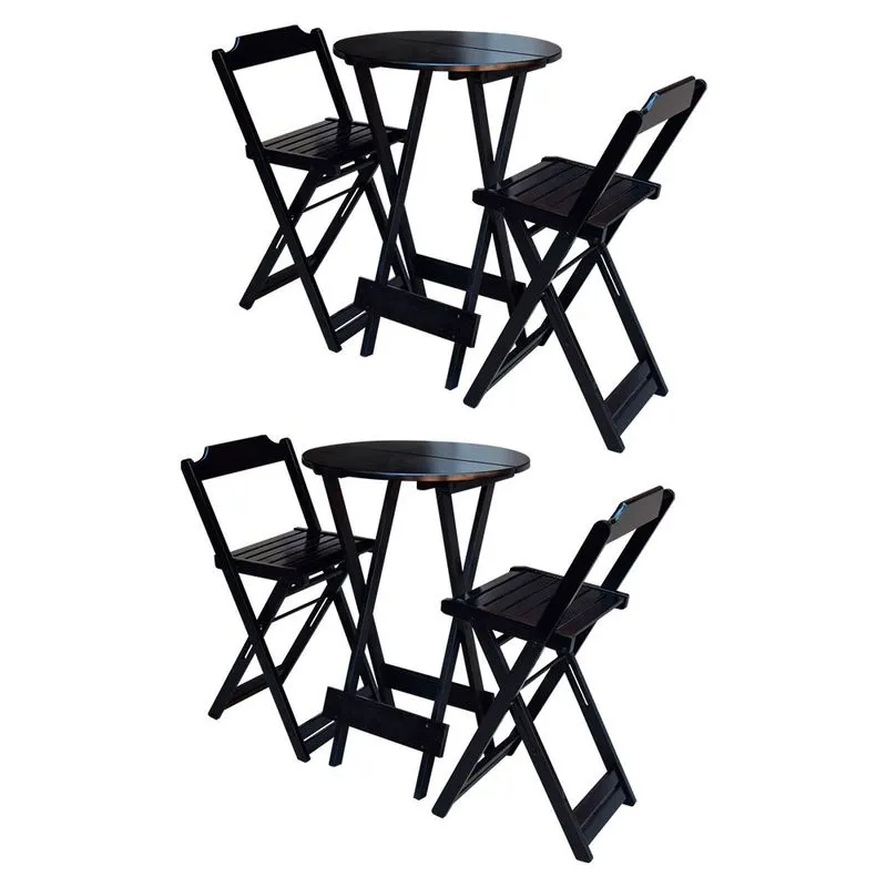 Kit 2 Jogos De Mesa Bistrô De Madeira Com 2 Cadeiras Dobravel Ideal Para Bar E Restaurante Tabaco