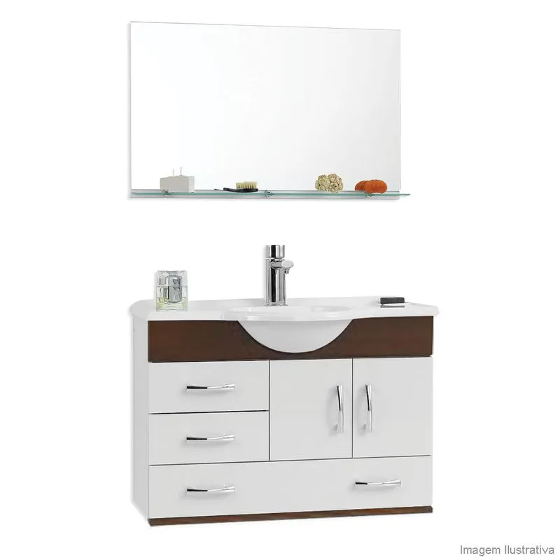 Gabinete Scorpios 080 com espelheira branco e tabaco Harpex