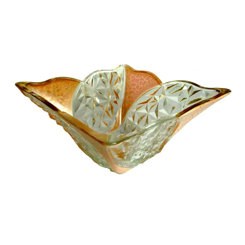 Centro de Mesa em Cristal com Detalhes Rosa - 26x26x14cm - Centro de Mesa Vintage com Toque Moderno-36970-Prime Home Decor-Prime Home Decor