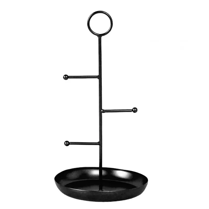 Rack De Suporte De Exibição De Jóias De Metal De Bancada Com Bandeja De Anel