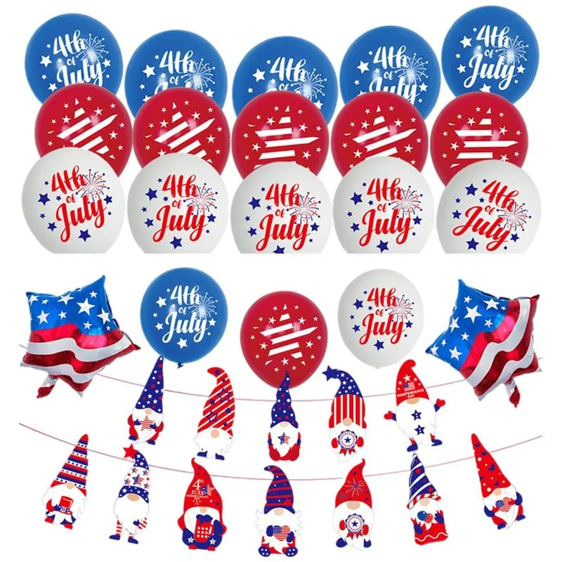 22 Peças De Decorações Patrióticas Estrelas Foil Balloons Americanas