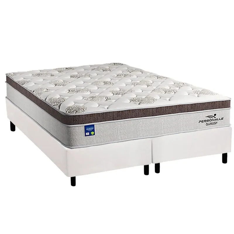 Cama Box King: Colchão Molas MasterPocket Ensacadas Plumatex Personalle + Base crc Courano White (193x203)
