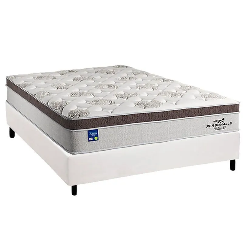 Cama Box Casal: Colchão Molas MasterPocket Ensacadas Plumatex Personalle + Base crc Courano White (138x188)