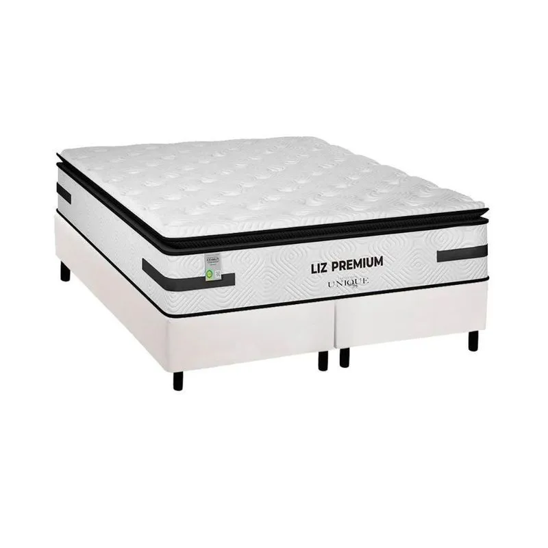 Conjunto Box King: Colchão Molas Plumatex Ensacadas Liz Premium D33 + Base Crc Courano White (193x203)