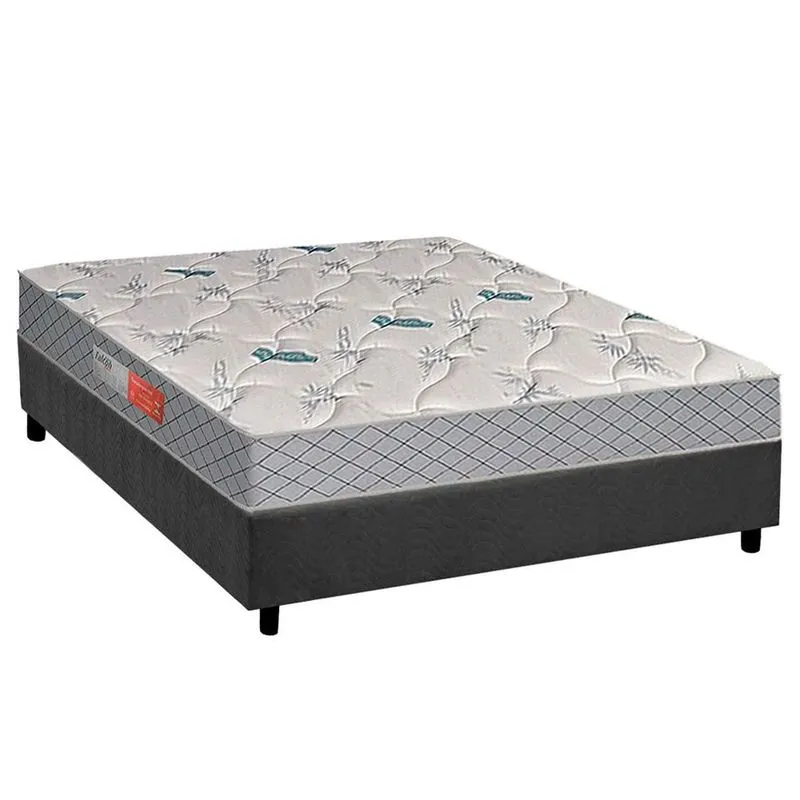 Conjunto Box Casal: Colchão Espuma Plumatex D26 Falcon Firme + Base crc Suede Gray (138x188)