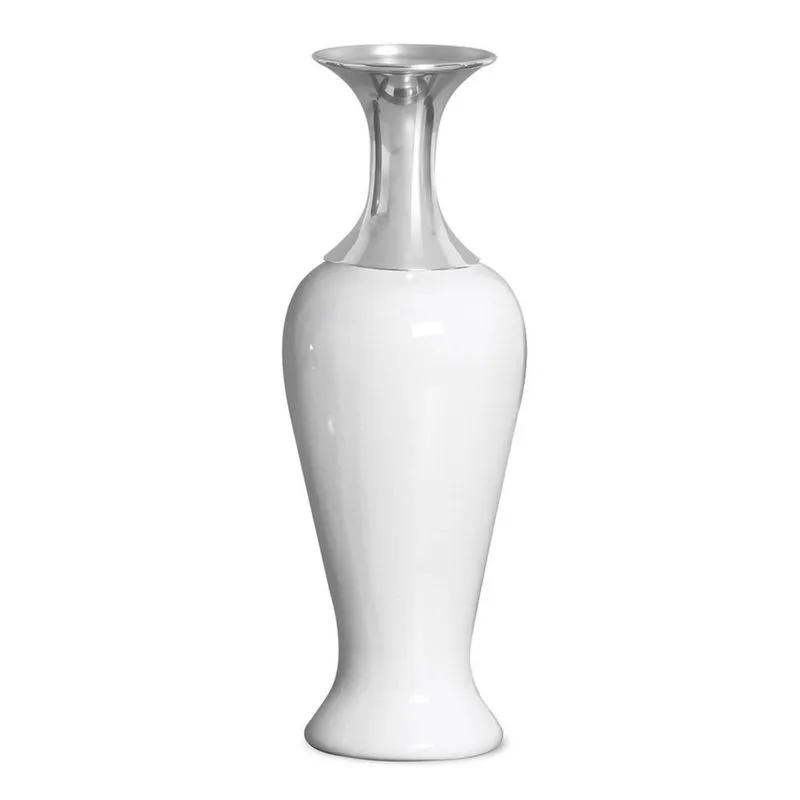 Vaso Decorativo De Cerâmica Enfeite De Mesa Embu Branco