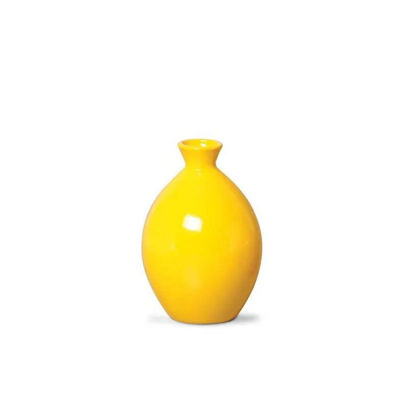 Vaso Decorativo De Cerâmica Para Casa Marajó Pequeno Amarelo