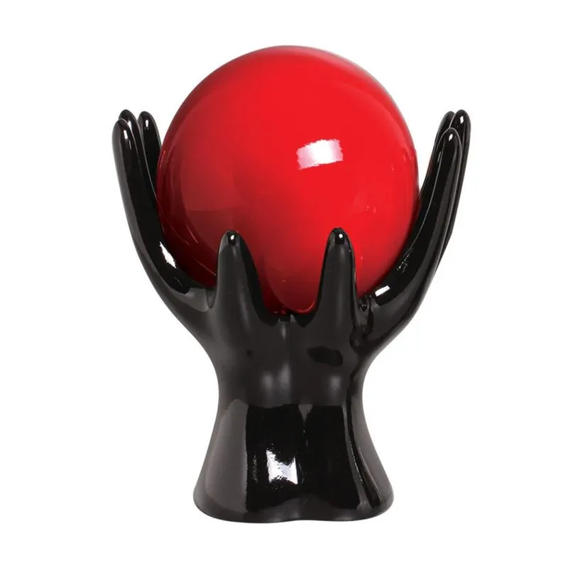 Escultura Estatueta Enfeite Cerâmica Mãos Mão Esfera Bola