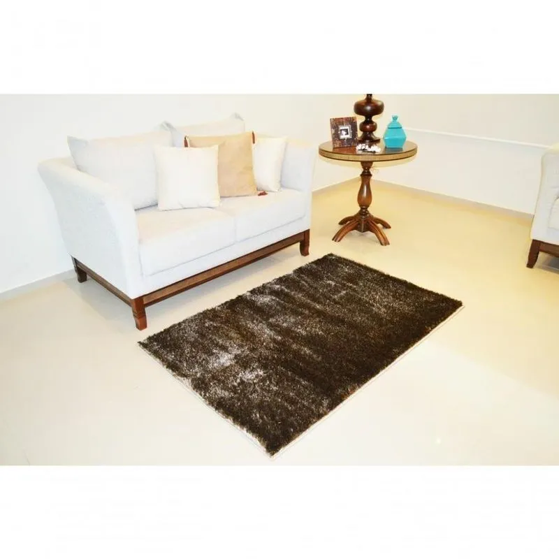 Tapete Shaggy Jacquard Life Confort Retangular 100% Poliéster Base Antiderrapante Para Sala Toque Macio