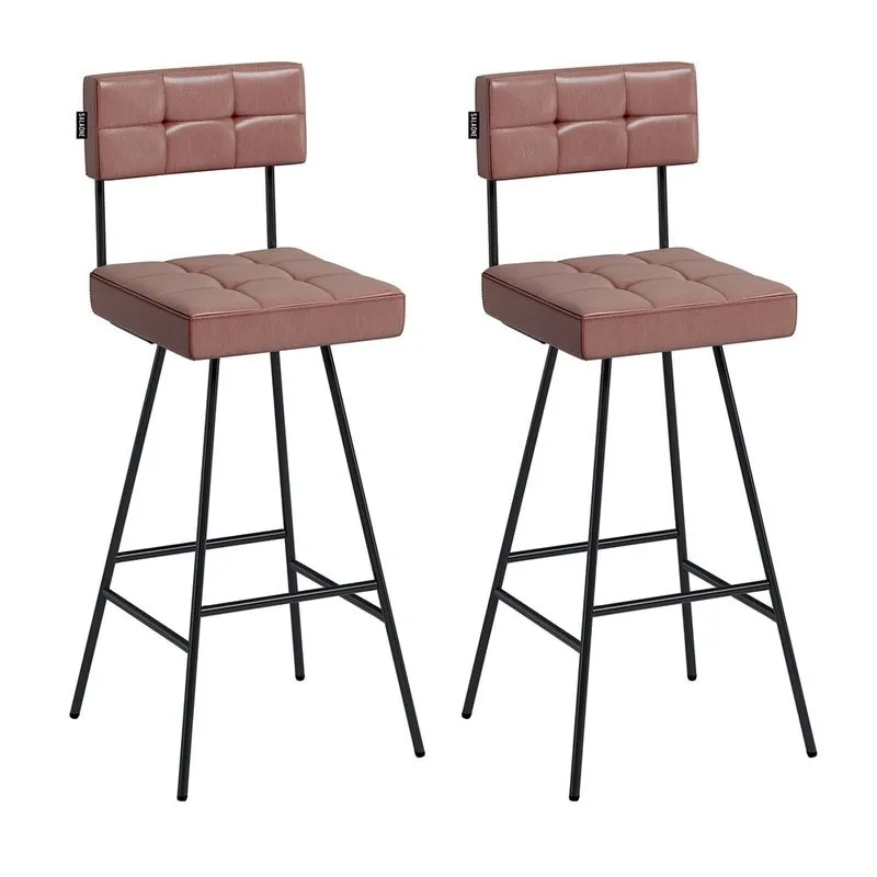 Kit com 2 Banqueta Alta 66 cm pés em Aço Café Salaone Mamanu