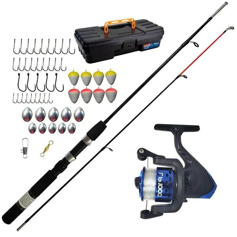 Kit De Pesca Vara 2p 1,50 Mts + Molinete Maleta E Saquinho