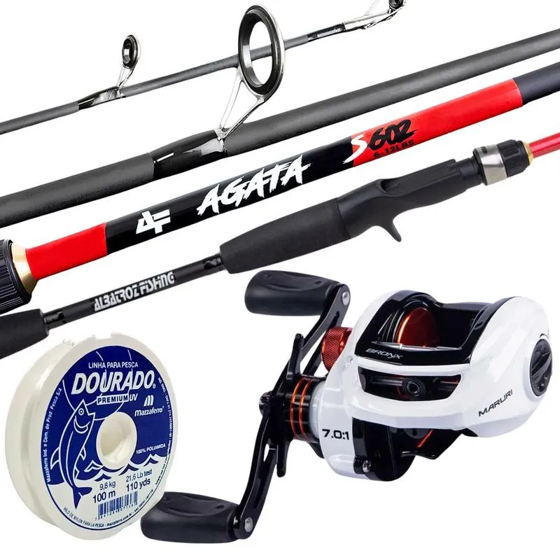 Kit Vara Agata 1,50m E Carretilha Bronx Wr Esquerda E Linha