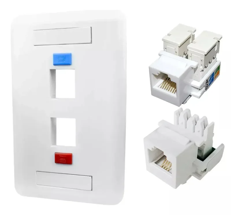 Pct 06 Espelho 4x2 C/ 02 Conector Fêmea Rj45 Keystone CAT6