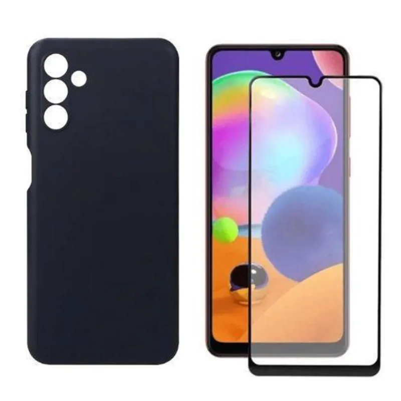 Capa Aveludada Preta + Película Vidro 9D Sam Galaxy A13 5G