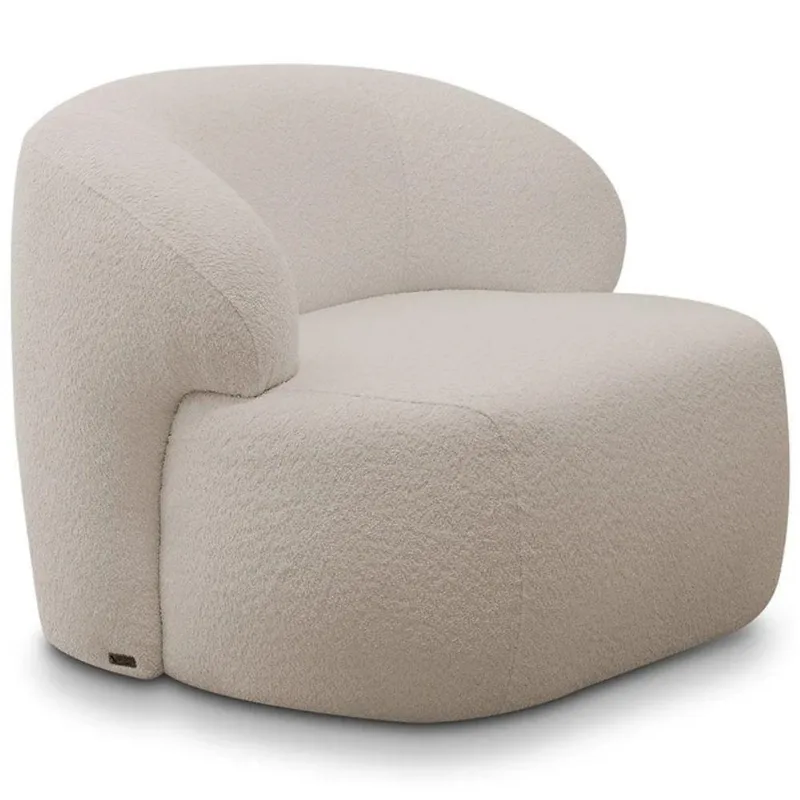 Poltrona Decorativa Fixa Orgânica Para Sala Living Barolo L06 Bouclê - Gtdnexxus Bege