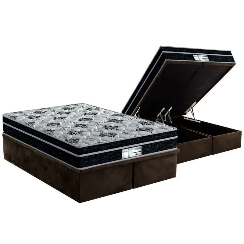 Cama Box Baú CRC Queen +Colchão Molas Bonnel Born Probel 158x198