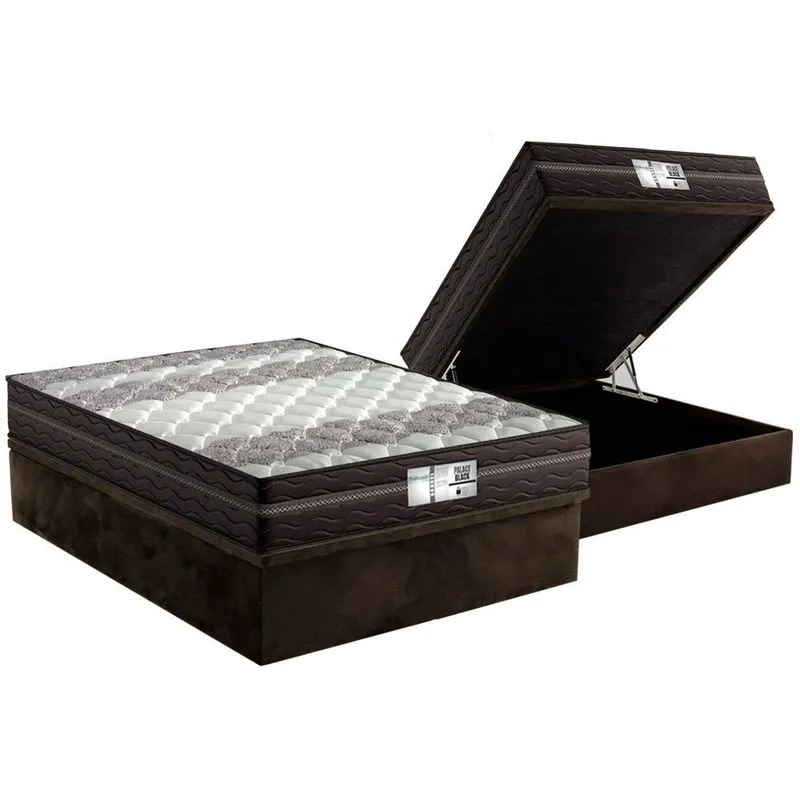 Conjunto Box Baú Casal: Colchão Molas Probel Prolastic ProDormir Palace + Base CRC Suede Brown (138x188)