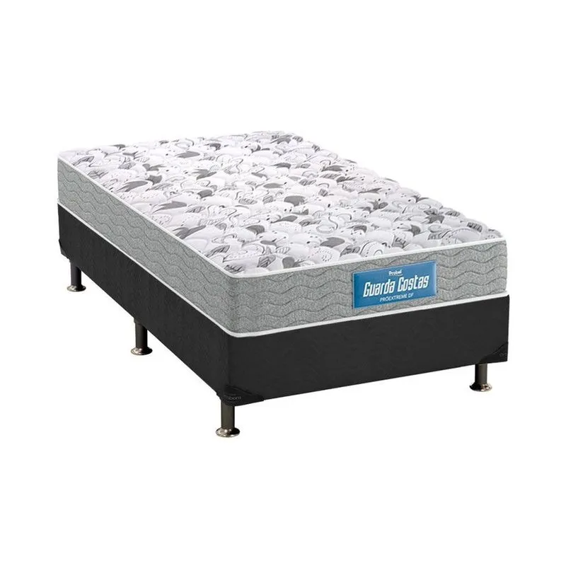 Conjunto Box Solteiro: Colchão Espuma Probel D45 Guarda Costas Plus + Base crc Suede Gray (88x188)
