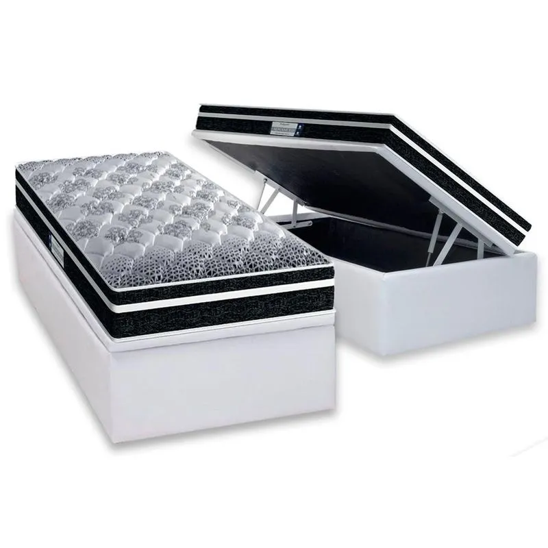 Cama Box Baú Solteiro: Colchão Ortopédico Probel D33/EP ProDormir Advanced Tech1500 Plus + Base crc Courano White(88x188)