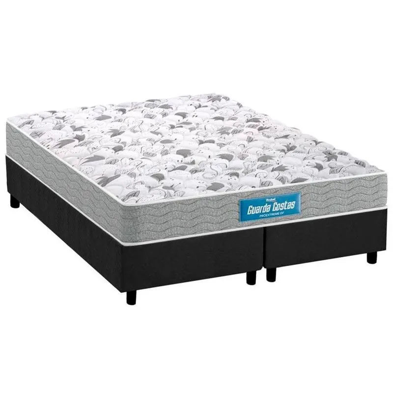 Cama Box Queen: Colchão Ortopédico Probel D45/EP Anatômico Firmepedic Guarda Costas Próextreme Dupla Face + Base crc Suede Gray(158x198)