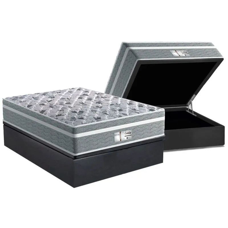 Cama Box Baú Casal: Colchão Molas Probel MasterPocket Ensacadas ProDormir Evolution + Base crc Suede Gray(138x188)