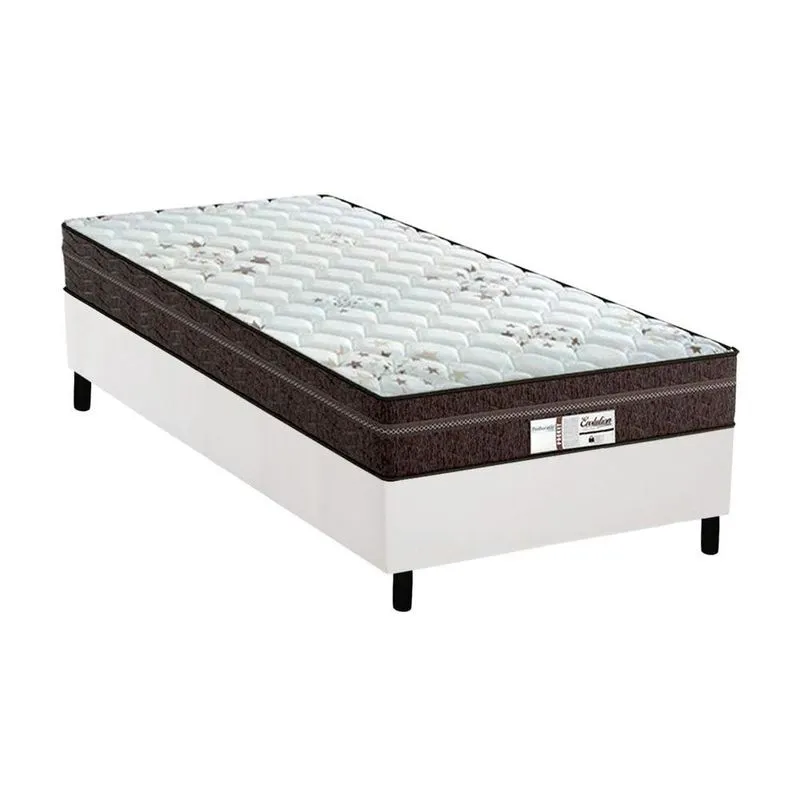Cama Box Solteiro: Colchão Molas MasterPocket Ensacadas Probel ProDormir Evolution + Base CRC Courano White(88x188)