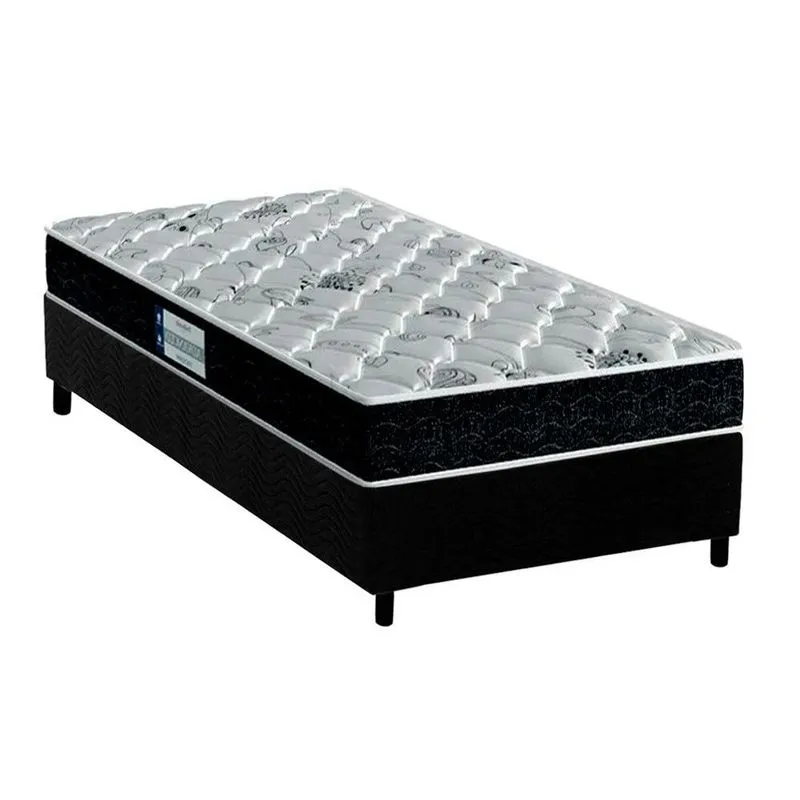 Cama Box Solteiro: Colchão D45 Probel /EP ProDormir Advanced Tech2000+Base CRC Suede Preto(88x188)