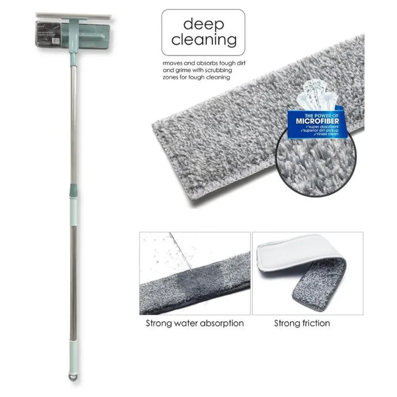 Rodo Limpa Vidros Extensível 90cm 2 Em 1 Limpa E Seca+ Refil
