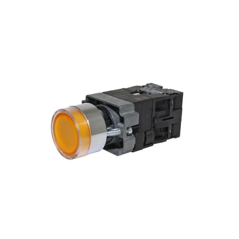 Botão Metálico 22mm Iluminado 24v Amarelo M20ig - Metaltex