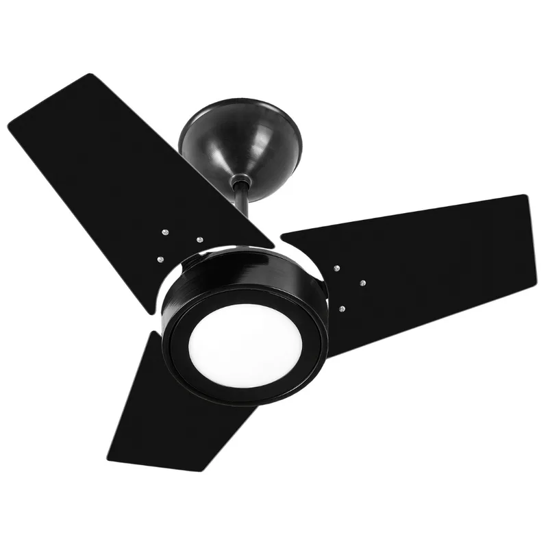 Ventilador De Teto Venti-delta Fit Led 3 Pás Preto 6000k Luz Branca 110v