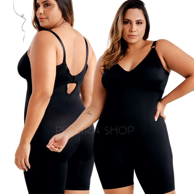 Modelador Body Bory Cinta Macaquinho Modeladora Com Perna Plus Size Sem Bojo Tamanho 52 A 58