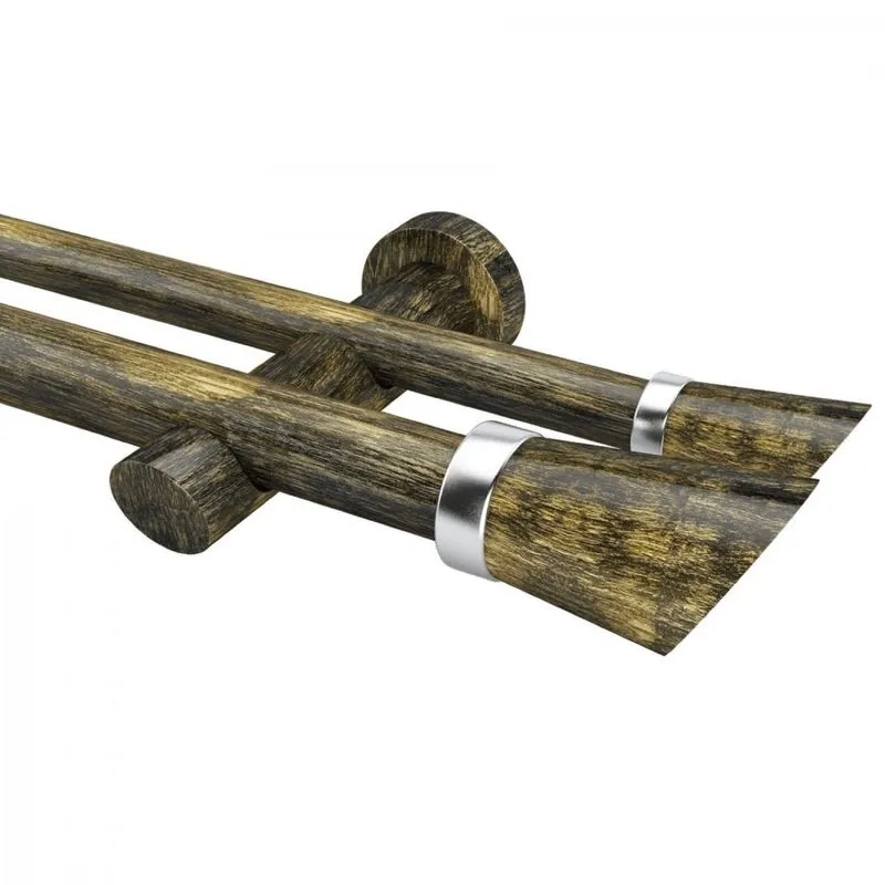 Kit De Varão Duplo De Cortina 28mm 400cm Com Emenda Alemão Belchior Ouro Velho