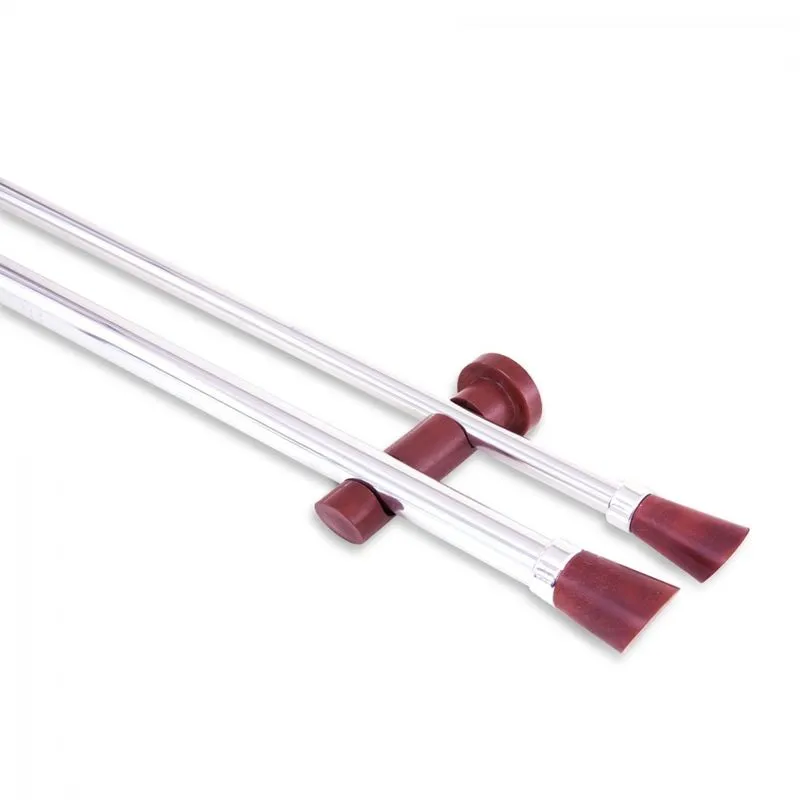 Kit Varão Duplo De Cortina 19mm 400cm Com Emenda Alemão Nobre Belchior Mogno