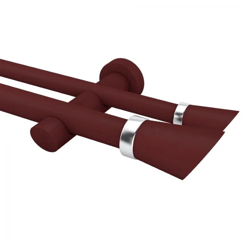Kit De Varão Duplo De Cortina 28mm 300cm Com Emenda Alemão Belchior Mogno