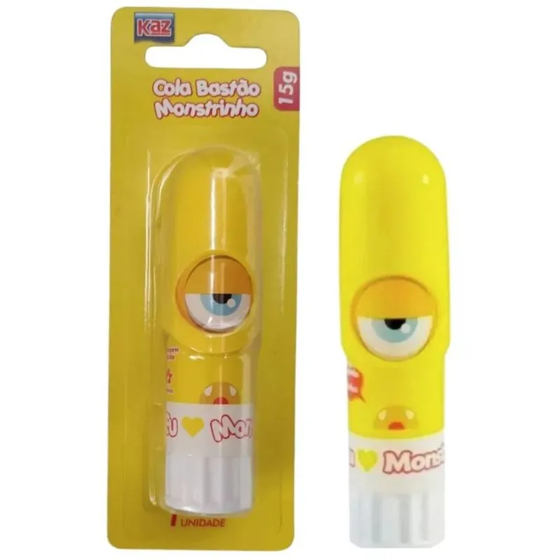 Cola escolar bastão monstrinho amarela 15G - KZ5015AM - kaz