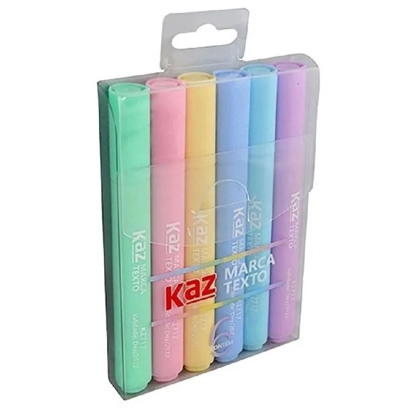 Marca Texto, Tons Pasteis, 6 Cores, Kaz