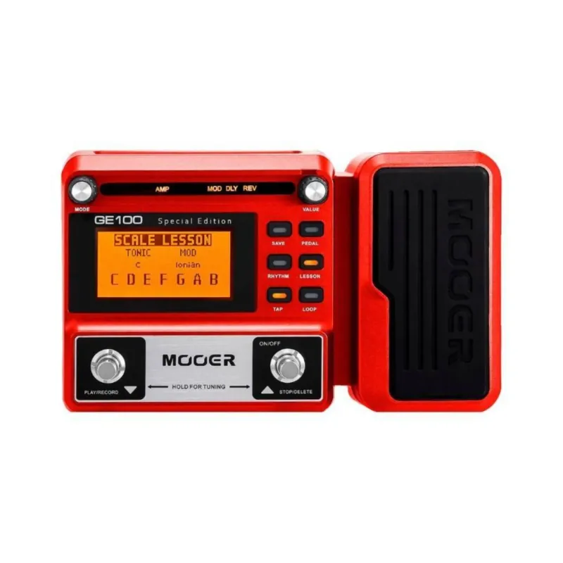 Pedaleira Multiefeitos Mooer GE100SE para Guitarra com 66 Efeitos 23 Drives 7 Simula��es de Amplificador Looper de 180 Segundos Ritmos de Bateria, Display LCD Pedal de Express�o