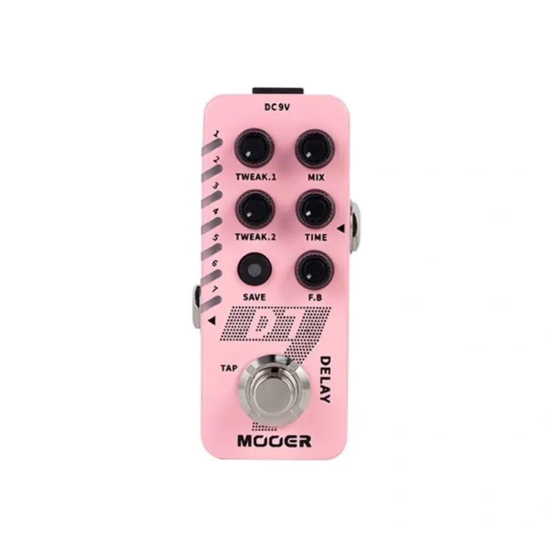 Pedal Digital Delay para Guitarra Mooer D7 Mini 6 Efeitos Looper 150s 7 Presets Tap Tempo Trail On 9V