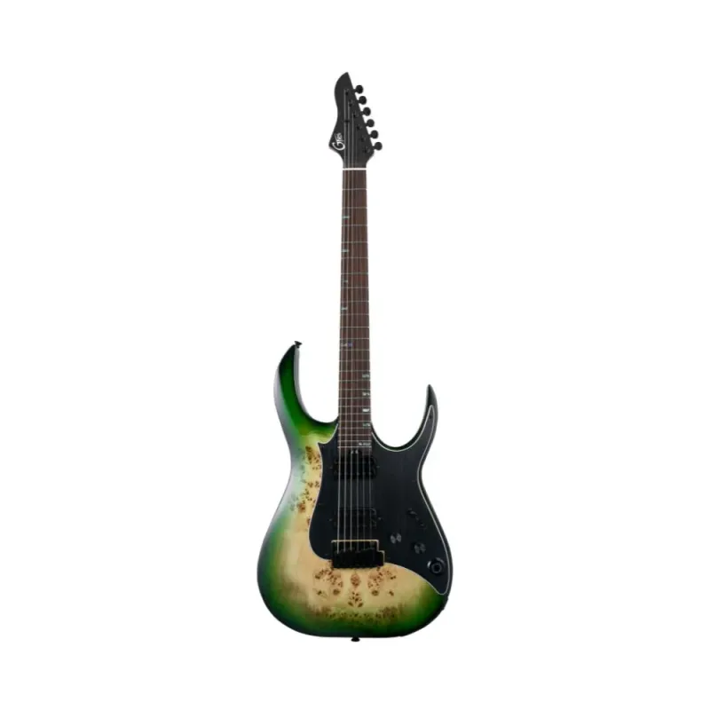 Guitarra Inteligente Mooer GTRS M810 Modern Series Green Burst Alder Poplar Burl Bra�o Roasted Maple Processador G100 Integrado Bluetooth 126 Efeitos Looper Bateria Recarreg�vel