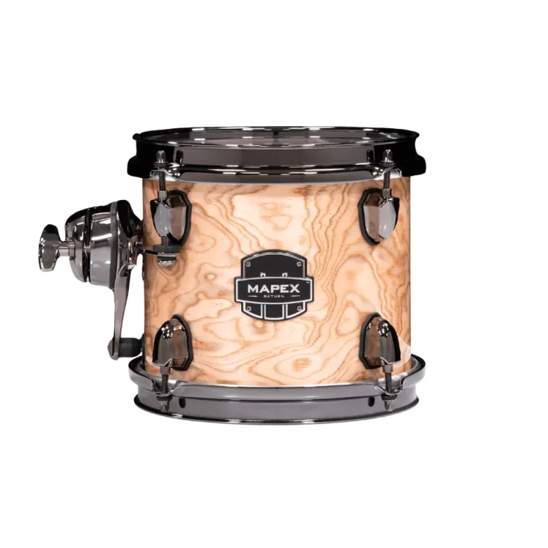Tom Mapex Saturn 8x7 com bordas SONIClear, aros Sonic Saver em Madeira Natural Maple Burl