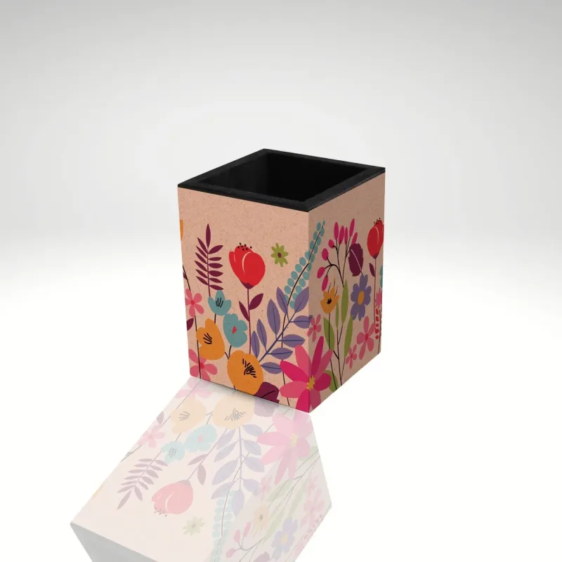 Porta-lápis Floral Kraft - Fina Ideia