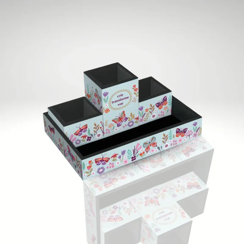 Organizador de Mesa Borboletas no Jardim - Fina Ideia