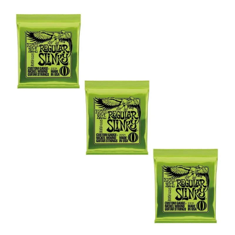 Kit 3 Encordoamento Guitarra 010 Ernie Ball Regular Slinky Níquel