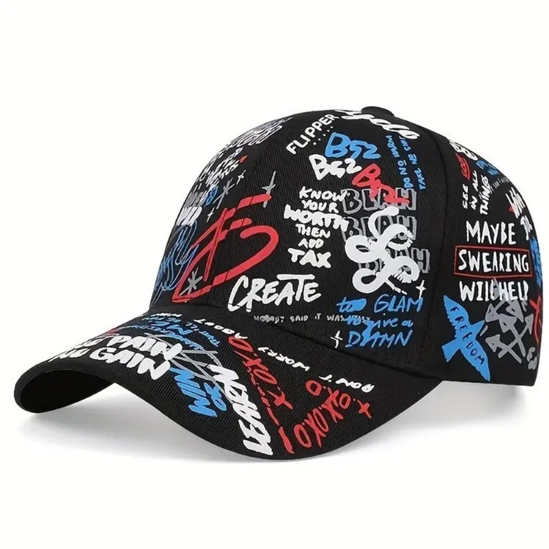 Boné Baseball Graffiti Unissex Elashopp Preto 2